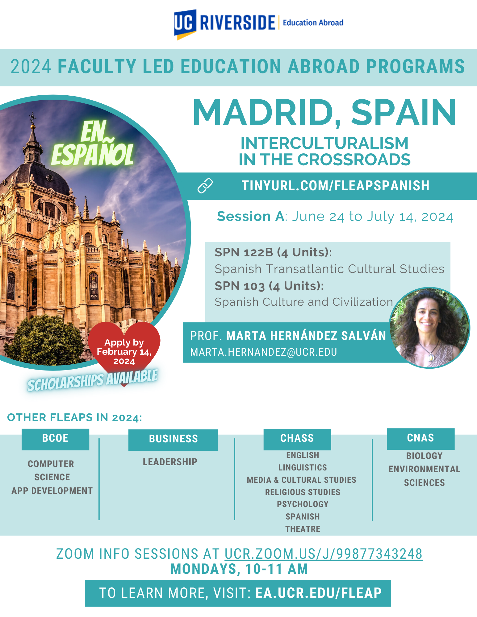 Faculty Led Education Abroad Programs FLEAP UCR Education Abroad Spain Spanish 2024 